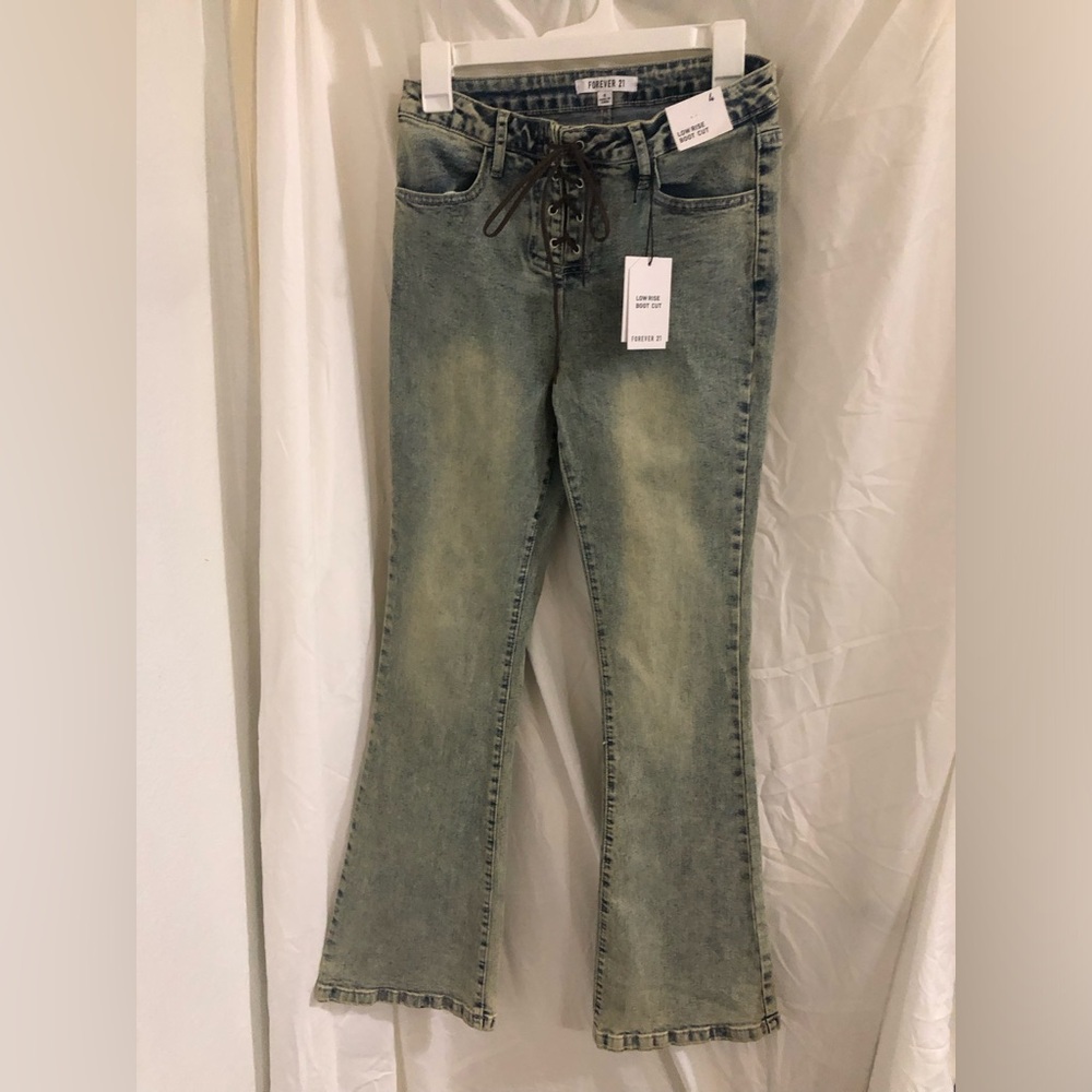 Vintage wash low‎ rise bootcut lace-up y2k 90s style jeans size 4 brand new